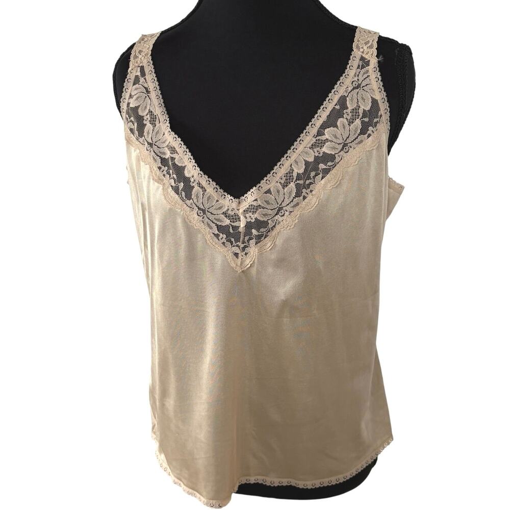 Y2K Beige Lace Sexy Lingerie Top Silky Flowy Whimsical Blouse Womens 38